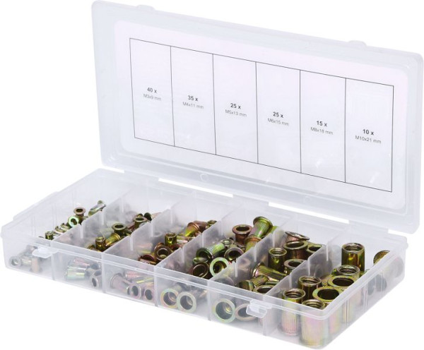 Gamme KS Tools de rivets filetés, acier, M3x9mm-M10x21mm, 150 pièces, 970.0610
