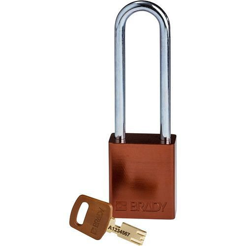 Cadenas Brady SafeKey, aluminium transparent, hauteur de l'anse 76,20 mm, marron, 311994
