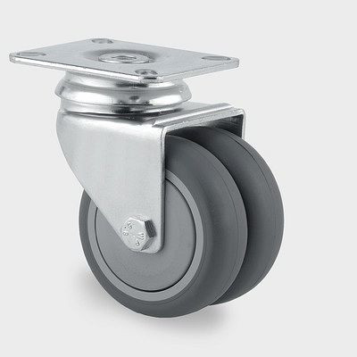 Roulette pivotante TENTE-ROLLEN, roue Ø 75 mm, capacité de charge 100 kg, hauteur totale 102 mm, A 87 Shore, 2970PJP075P50