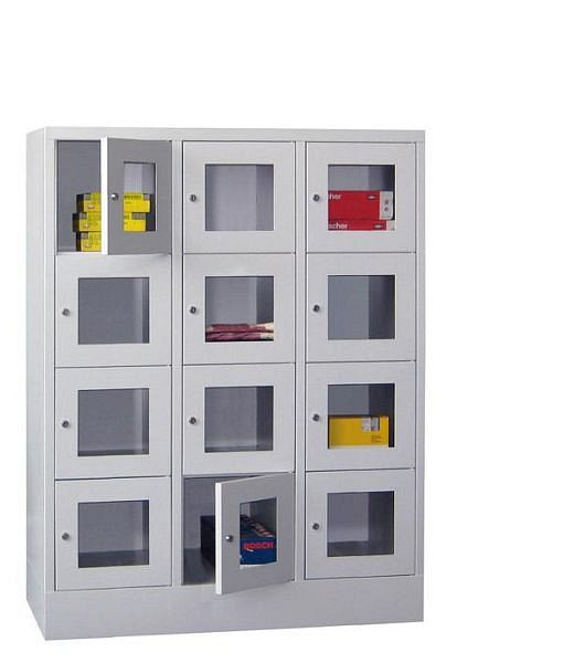 Armoire vestiaire Pavoy avec base 1518/500/1200, 3l x 4h, serrure à cylindre, largeur de compartiment 400, hublot, 61213-344-091-910303