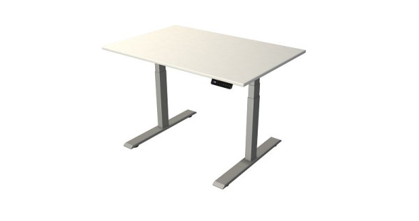 Kerkmann table debout/assise L 1200 x P 800 mm, argent, réglable en hauteur électriquement de 630 à 1270 mm, blanc/argent, 10275810