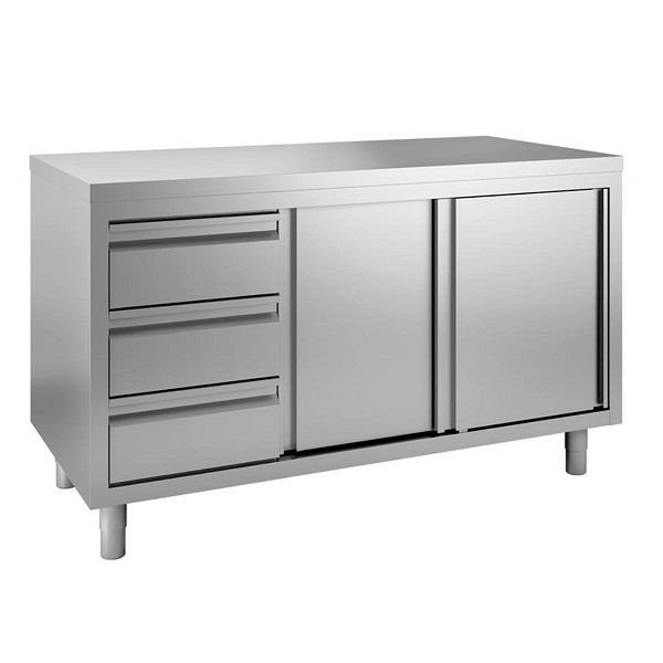 Armoire de travail Vaiotec TOPLINE 700 / 2 portes coulissantes & 3 tiroirs gauche L : 1600 mm, 11488