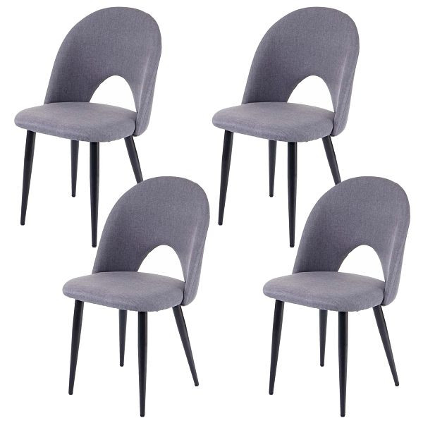 Mendler Lot de 4 chaises de salle à manger HWC-D73, chaise de cuisine, tissu/textile, gris foncé, 64210