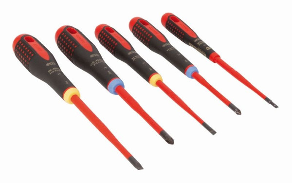 Jeu de tournevis Bahco Ergo™, isolés, lames minces, 5 pièces, BE-9882SL