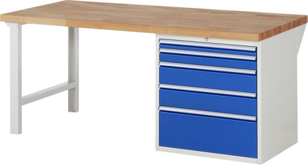 Etabli RAU série 7000 - conception modulaire, conteneur de sous-structure (5x tiroirs XL), 2000x840x900 mm, 03-7611A1-209B4S.11