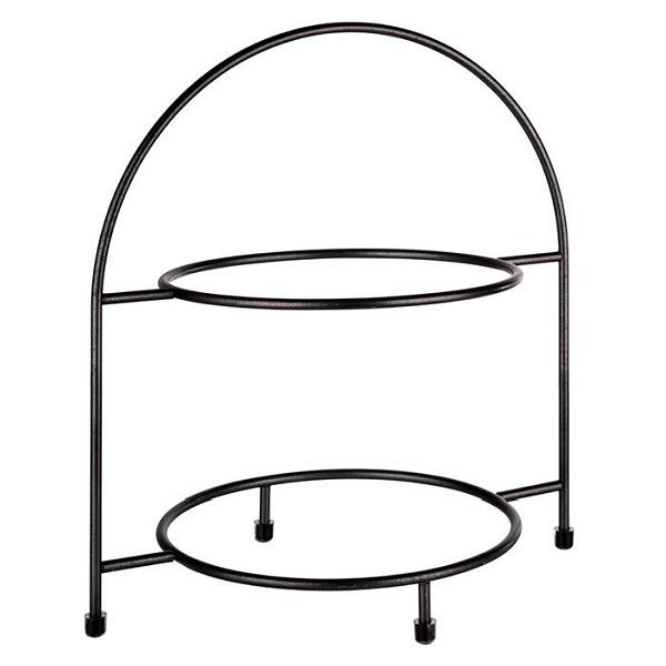 APS support de service -INDUSTRIEL-, 29 x 19,5 cm, hauteur : 30 cm, métal, anthracite, pour 2 assiettes, anneau intérieur environ Ø 18 cm, 33208