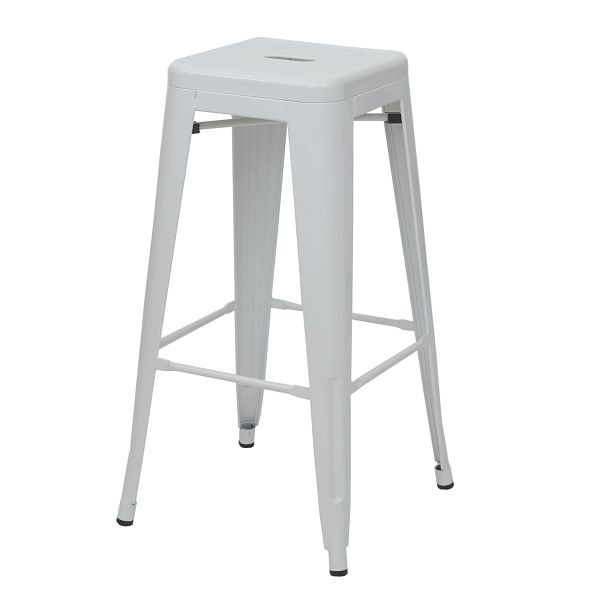 Mendler Ensemble de 4 tabourets de bar HWC-A73, tabouret de bar, tabouret de comptoir, design industriel en métal, empilable, blanc, 4x57864