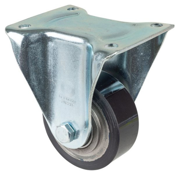 Roues BS Roulette robuste, roulette fixe, largeur de roue 40 mm, Ø roue 100 mm, capacité de charge 290 kg, polyuréthane coulé 78 Shore A, fonte, roulement à billes, N110.C11.101