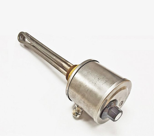 Chauffage à visser Schultze avec régulateur/limiteur G1 1/2, laiton / V4A, régulateur 30-80°C + limiteur 100°C 1,5kW profondeur d'immersion 180mm, EHK G112AB01