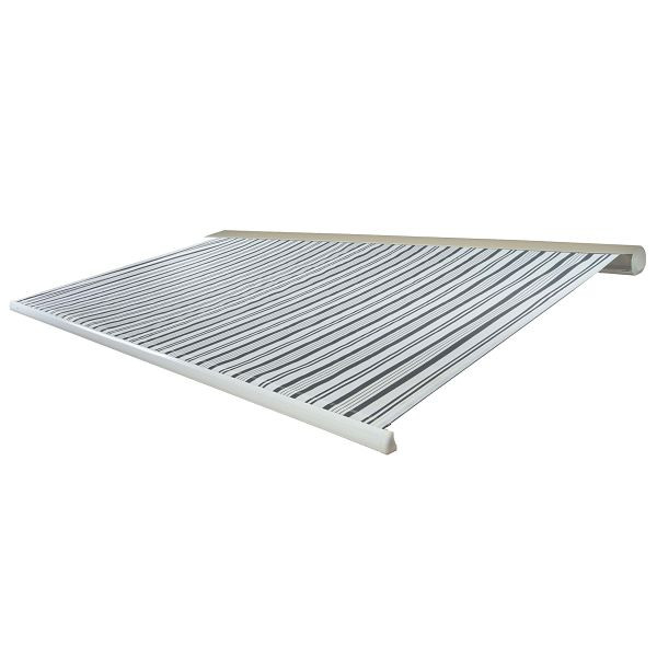 Store à cassette électrique Mendler T122, store cassette complète 4x3m, polyester gris/blanc, 36160+34295+34432