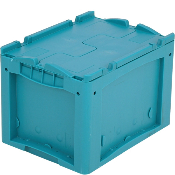 BITO petit porte-charge KLTD avec couvercle /KLTD43270R 400x300x270 turquoise, couvercle fond nervuré, C0572-0006