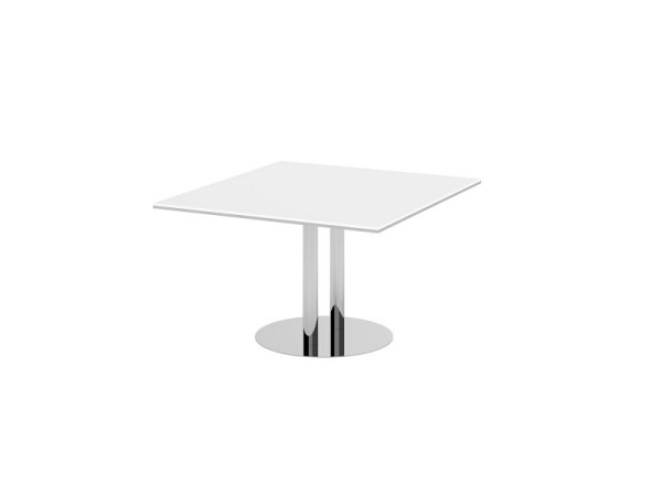 Plaque de liaison et de montage Hammerbacher, couleur de la plaque : blanc, plaque : 1200 x 1300 x 25 mm, colonne/pied de plaque en chrome, hauteur de travail : 740 mm, VKT12S/W/C