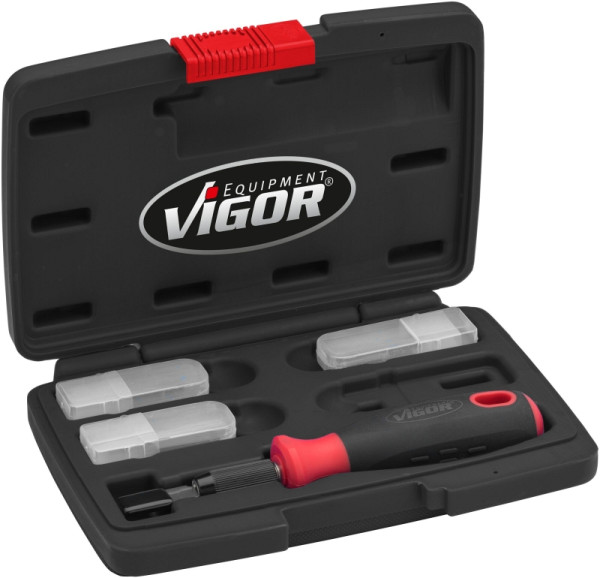 Jeu de grattoirs VIGOR, nombre d'outils : 16, enlèvement de plaques, autocollants, vignettes ou résidus de colle etc., V6030