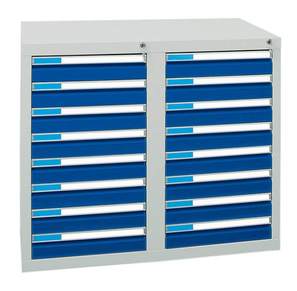 armoire à tiroirs émoussés série ESTA, RAL 7035/5010, 16 tiroirs (16x100 mm), 7602174