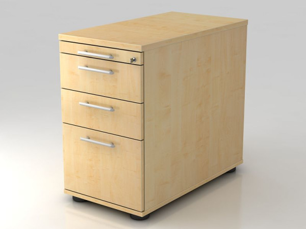 Conteneur sur pied Hammerbacher 80cm, 2 tiroirs, 1 HR, serrure, poignée rampe en érable, 42,8x72-76x80 cm, 1/3/3/6 HE, VSC40/3/3/RE