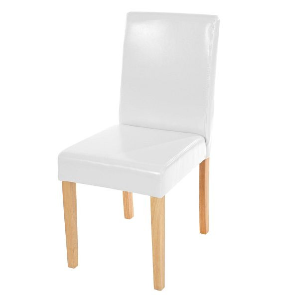 Chaise de salle à manger Mendler Littau, chaise de cuisine, simili cuir, blanc, pieds légers, 74393