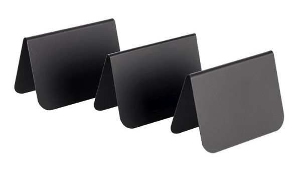 Support de table APS, 7,5 x 3,5 cm, hauteur : 5 cm, PVC, noir, coins arrondis, lot de 10, 00011