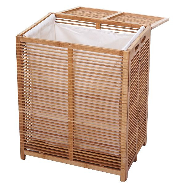 Coffre à linge Mendler HWC-B18, panier à linge panier à linge collecteur de linge, bambou 61x50x35cm, 57563