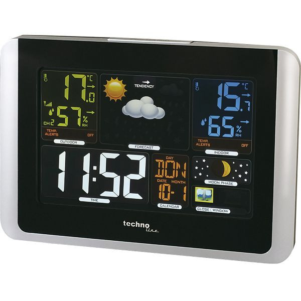 Station météo Technoline, radio-réveil DCF-77 avec possibilité de réglage manuel, dimensions : 175 x 123 x 25 mm, WS 6442