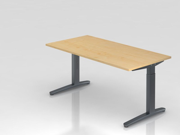 Bureau Hammerbacher piètement C 160x80cm érable/graphite, forme rectangulaire, VXB16/3/GG