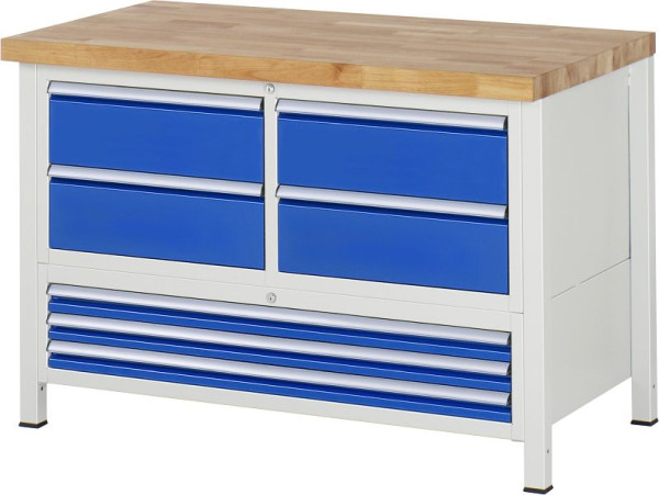 Etabli RAU série 8000 - modèle 8934, L1250 x P700 x H840-1040 mm, base système L1235 x P650 x H800-1000 mm, 03-8934A2-127B4H.11