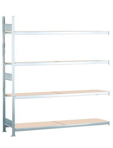 Étagère Schulte à grande portée avec panneaux de particules, champ supplémentaire, 4 niveaux de rangement, largeur des compartiments 2000 mm, 2006 x 436 x 2500 mm, 278945