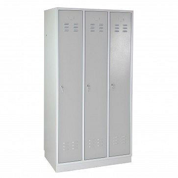 Armoire / casier ADB 3 portes, dimensions (H x L x P) : 1775 x 890 x 500 mm, couleur du corps : gris clair (RAL 7035), couleur de la porte : gris argent (RAL 7001), 40911