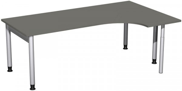 Bureau PC geramöbel droit, réglable en hauteur, 2000x1200x680-820, graphite/argent, N-657317-GS