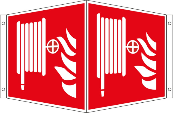 Panneau de protection contre les incendies Eichner "Tuyau d'extinction", H x L x P : 25,5 x 15,2 x 10,5 cm, aluminium, photoluminescent HI 150, 9225-13735-015