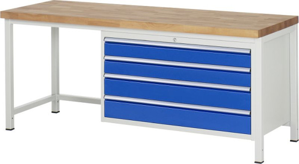 Établi RAU série 8000 - modèle 8362, L2000 x P700 x H840-1040 mm, base du système L1995 x P650 x H800-1000 mm, 03-8362A1-207B4H.11