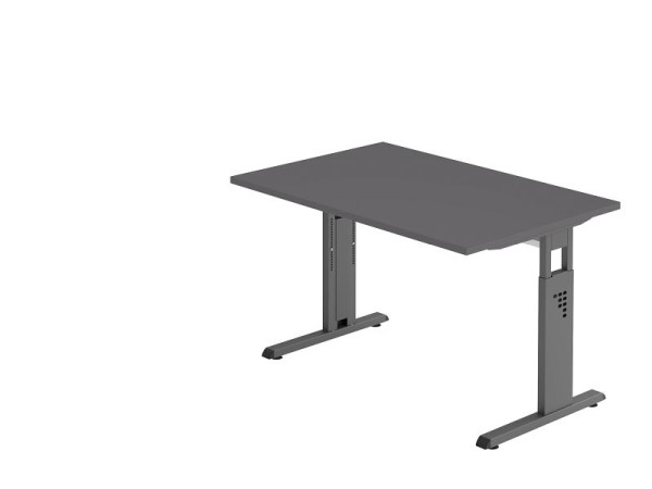 Bureau Hammerbacher pied C 120x80cm graphite/graphite, hauteur de travail 65-85 cm, VOS12/G/G