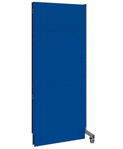Cloison acoustique mobile DENIOS, panneau rapporté, L 1000, H 2500 mm, tôle perforée acoustique d'un côté, gris/bleu, 293115
