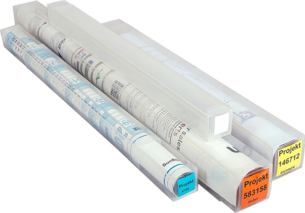 Manchon de plan / manchon de dessin Eichner en PP, transparent, taille : 6,5 x 6,5 cm, 9703-00059