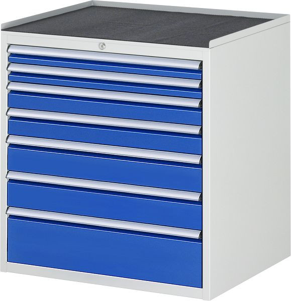 Armoire à tiroirs RAU série 7000, support métallique, 7 x tiroirs taille XL 2xH60, 2xH90, 2xH120, 1xH180 mm, 770x825x650 mm, 03-XL5.0A-MT.11