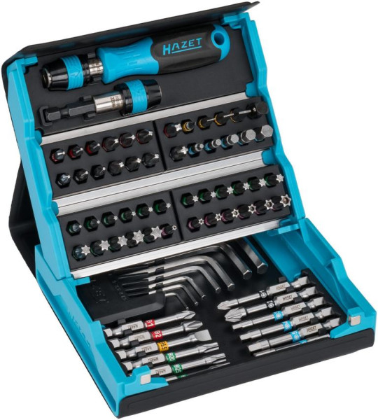 Jeu d'embouts Hazet SmartCase, 6 pans pleins 6,3, profil fendu, profil Phillips PH, profil Pozidriv PZ, nombre d'outils : 69, 2200SC-1