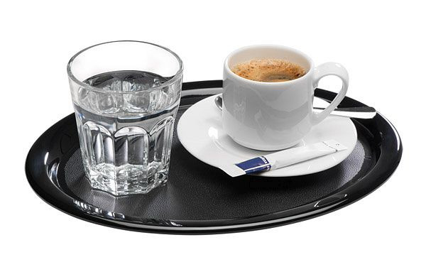Plateau de service APS -KAFFEEHAUS-, 26 x 20 cm, hauteur : 1,5 cm, mélamine, noir, 84251