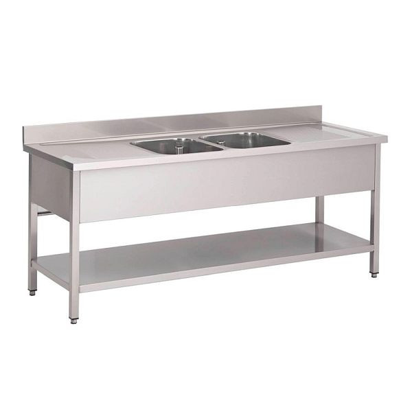 Évier Gastro M double vasque au milieu 200cm de long, GN204
