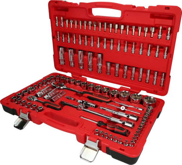 KS Tools Jeu de clés à douilles 1/4"+1/2" CHROMEplus, 110 pièces, 958.0711