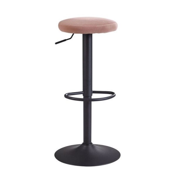 Tabouret de bar Wohnling tabouret rose en velours sans dossier 58 - 79 cm, tissu / métal 100 kg, WL6.197