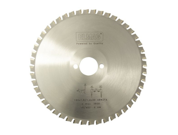 Lame de scie circulaire ELMAG HM Dry-Cutter inox, 190x1,8/1,4x30/20 48 dents pour scies à tubes, 78341
