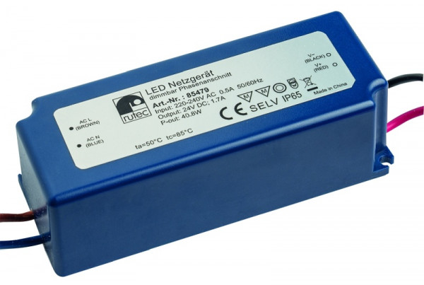 rutec Projekt alimentation LED 24V 40,8W IP65, bord d'attaque dimmable, PHE479