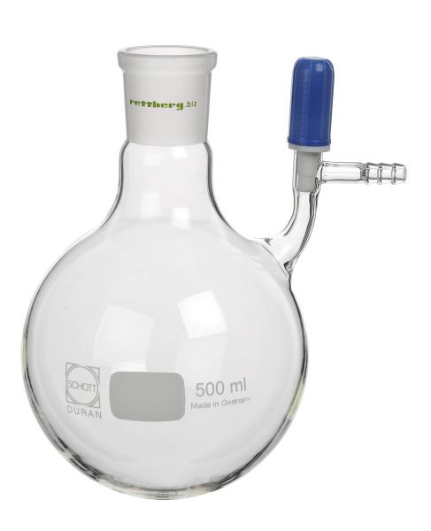 Flacon Rettberg Schlenk, 1000 ml, manchon NS 29/32, valve PTFE latérale 0 - 3 mm, olive 8 mm, verre borosilicaté 3.3, 134029954