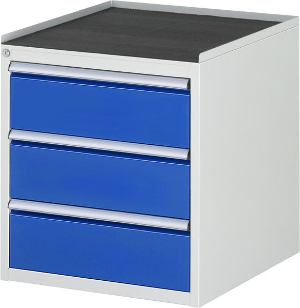 Armoire à tiroirs RAU série 7000, L580xP650xH645mm, tiroirs : 3xH180mm, support métallique avec bord roulant sur 3 côtés et tapis antidérapant, 03-L3.0A-MT.11