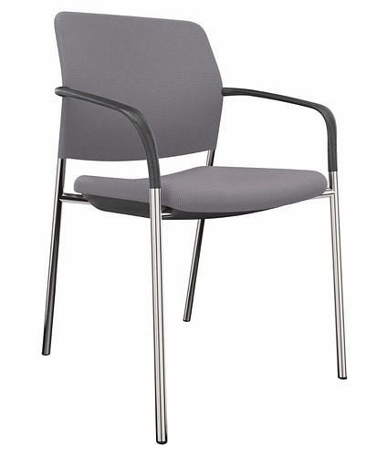 DENIOS chaise visiteur Cay, à quatre pieds, accoudoirs, empilable, gris, 292440