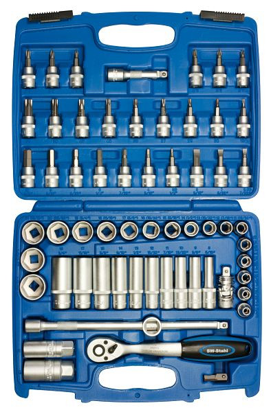 Jeu de clés à douilles SW-Stahl, 3/8", pouces, 61 pièces, S2171