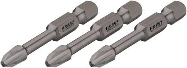 Impact Hazet, embouts de torsion pour tournevis machine, six pans plein 6,3 (1/4 pouce), profil Phillips PH, PH3, nombre d'outils : 3, 2215SLG-PH3/3