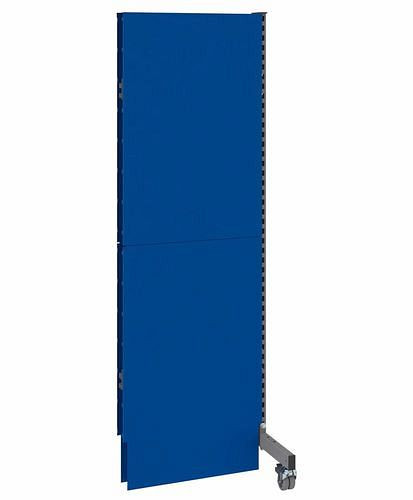 Cloison acoustique mobile DENIOS, panneau rapporté, L 625, H 2000 mm, tôle perforée acoustique sur deux faces, gris/bleu, 293117
