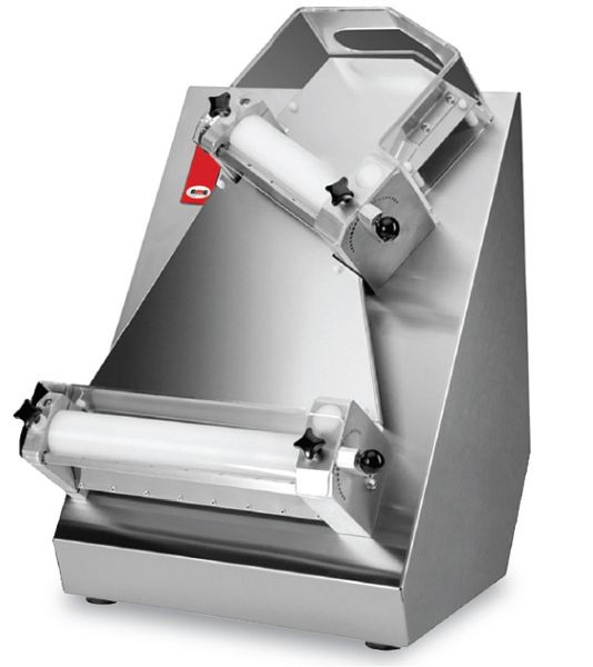 Machine à rouler la pâte GMG Ø 30 cm pour pizzas rondes, épaisseur de pâte 1-4 mm, poids de pâte variable 100-210 g, boîtier en acier inoxydable, TTA-30