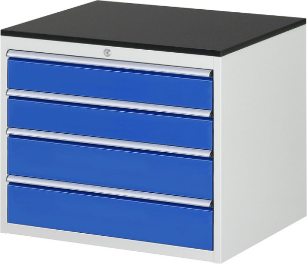 Armoire à tiroirs RAU série 7000, L770xP650xH640mm, tiroirs : 2xH120, 2xH150mm, plan de travail recouvert de résine mélamine, 03-XL3.6A-M.11