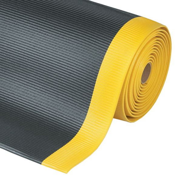 Notrax Crossrib Sof-Tred tapis de travail ergonomique anti-fatigue 406, noir/jaune, 91 cm, vendu au mètre, 406C0036BY